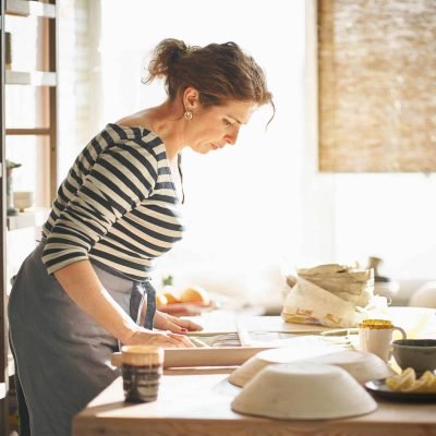 Woman freelance, business, hobby. Woman making ceramic pottery Woman freelance, business, hobby. Woman making ceramic pottery